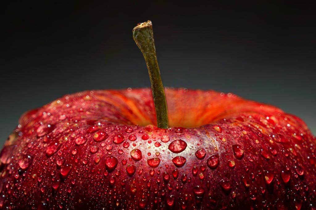 Close-up of a Wet Apple